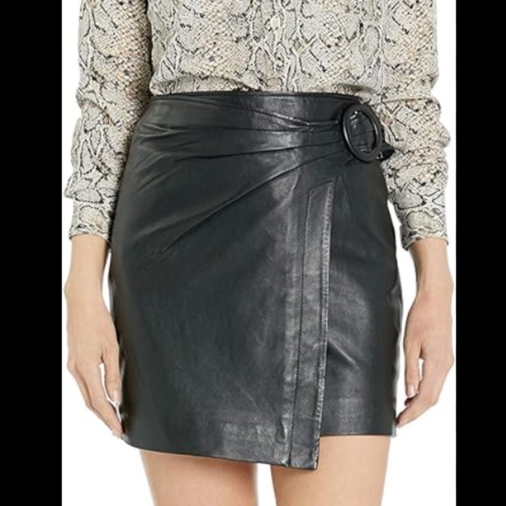 Joie leonna leather wrap skirt NWT